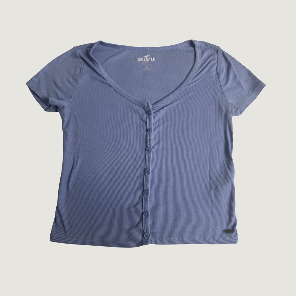 Coquette Hollister Y2K Must-Have Collection Ribbed Baby Tee Blue  Medium